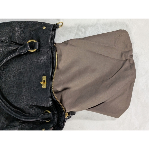 J Crew 100% Leather Black Brompton Convertible Crossbody Shoulder Tote Bag - Picture 10 of 16